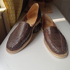 Woven slip-on sandal loafers leather